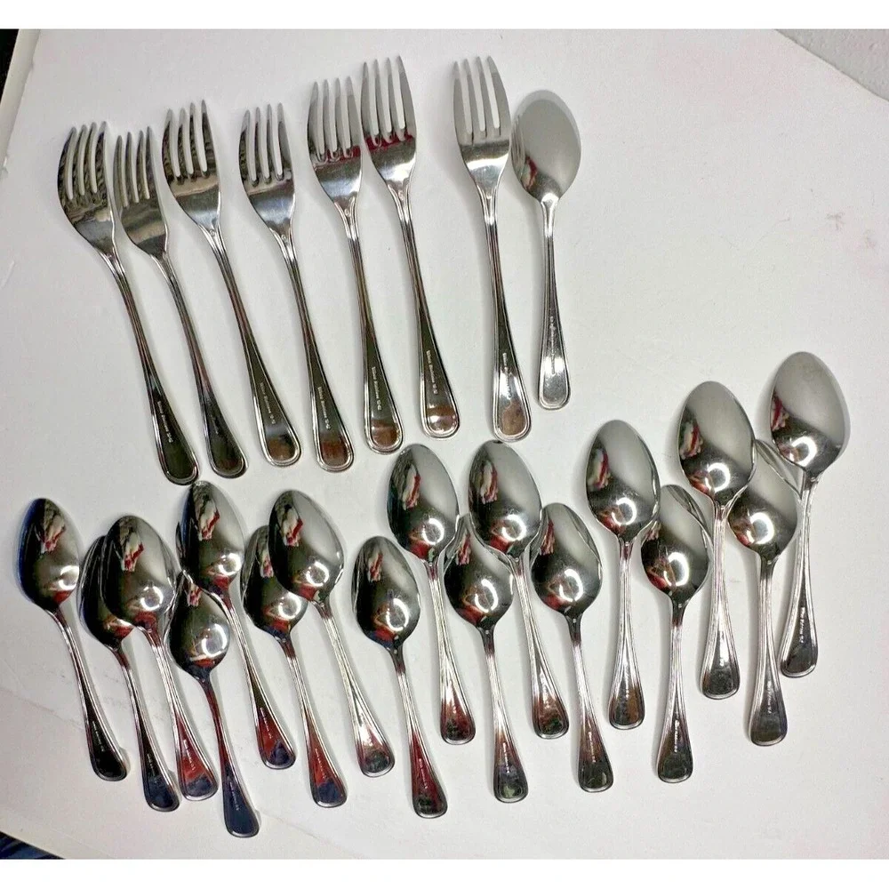 Winco Shangri-La Glossy Stainless Flatware Replacement 25 Pc fork ‎ Spoon Knife